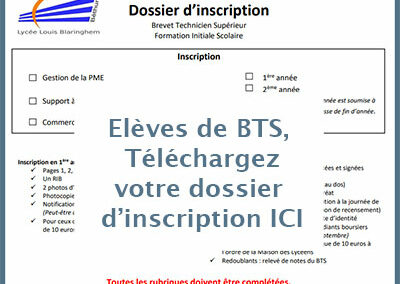 Dossier d’inscription BTS