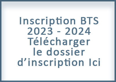 Inscription BTS rentrée 2023 2024