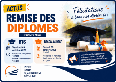 Remise des diplômes Baccalauréat & BTS 2026